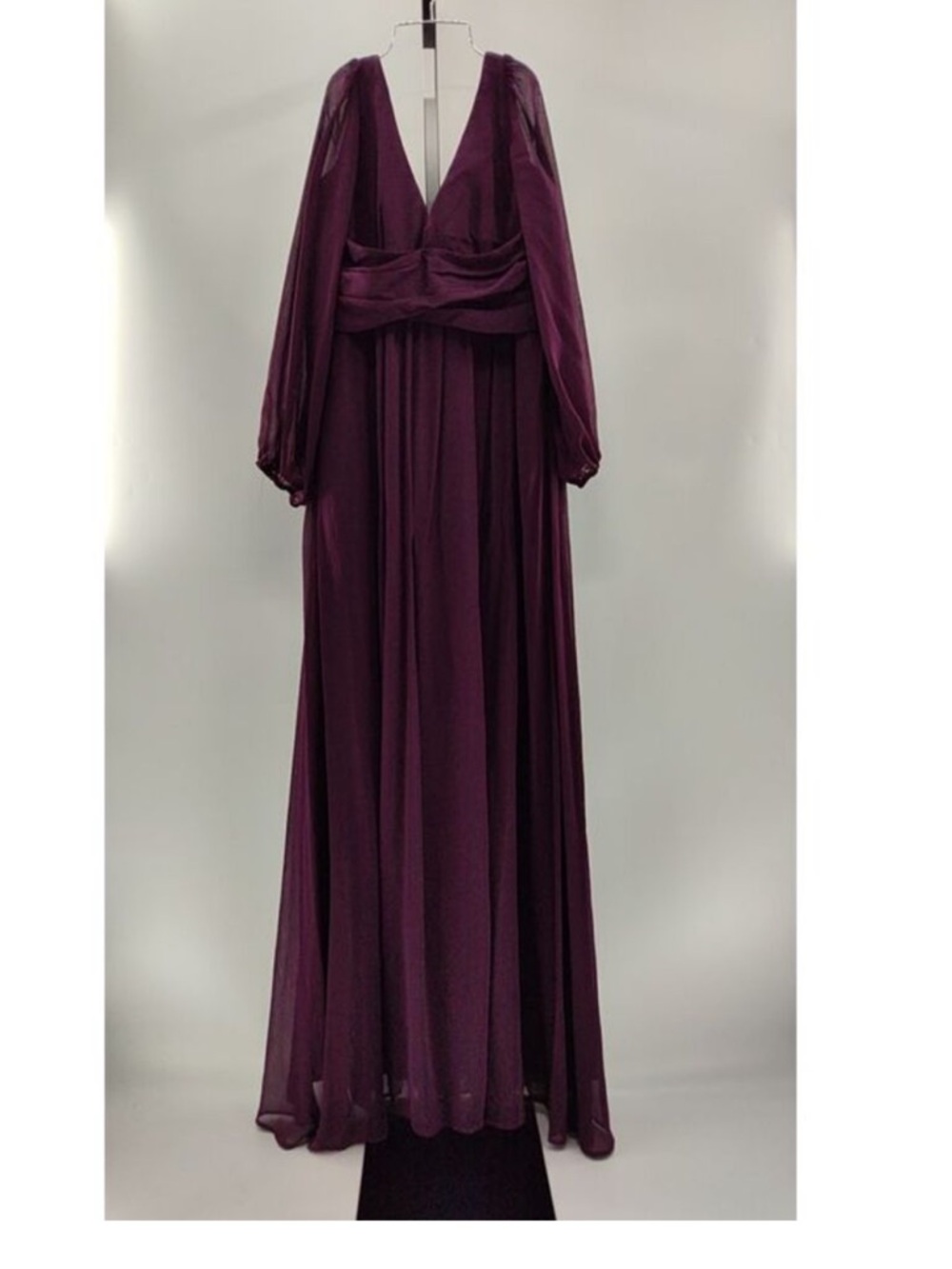Enchant My Love Dark Purple V-Neck Long Sleeve Maxi Dress - Picture 4 of 5